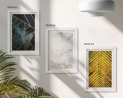 Sada obrazů na zeď s moderními geometrickými vzory a přírodními rostlinnými motivy