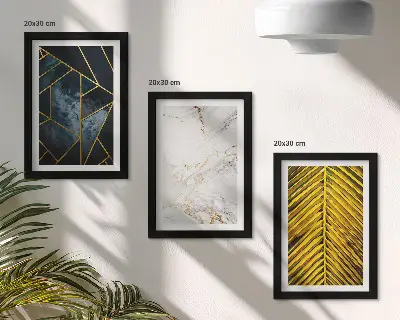 Sada obrazů na zeď s moderními geometrickými vzory a přírodními rostlinnými motivy