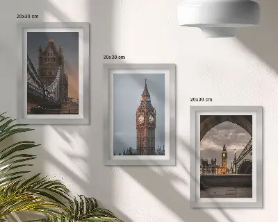 Vícedílný obraz v rámu výhled na Londýn s mostem a Big Benem