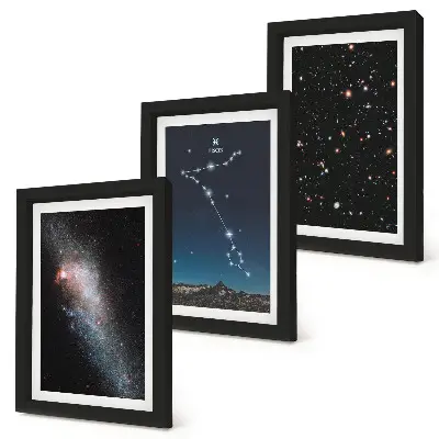 Vícedílný obraz v rámu vesmírné krajiny se souhvězdím Ryb a galaxiemi