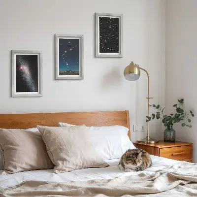 Sada obrazů na zeď se znamením zvěrokruhu galaxie a vesmíru pro Vodnáře