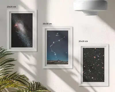 Sada obrazů na zeď se znamením zvěrokruhu galaxie a vesmíru pro Vodnáře