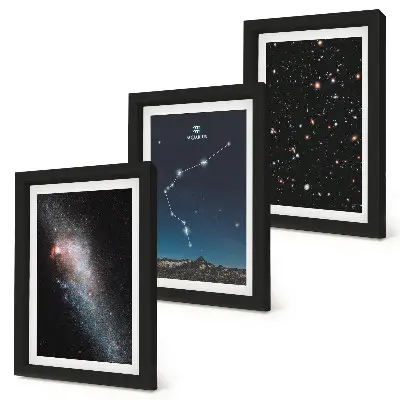 Sada obrazů na zeď se znamením zvěrokruhu galaxie a vesmíru pro Vodnáře