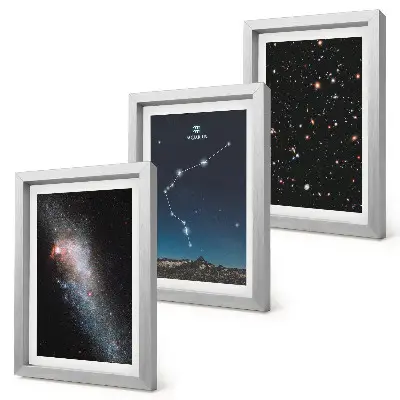 Sada obrazů na zeď se znamením zvěrokruhu galaxie a vesmíru pro Vodnáře