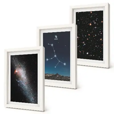 Sada tří obrazů pohled na vesmír v souhvězdí Panny a galaxii