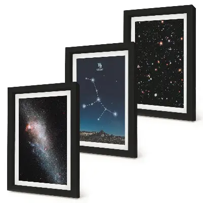 Sada tří obrazů pohled na vesmír v souhvězdí Panny a galaxii