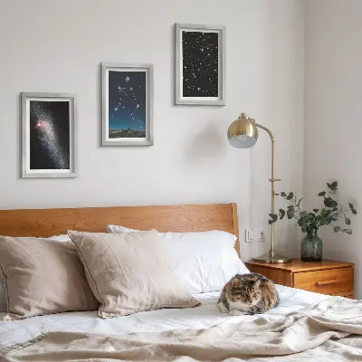 Vícedílný obraz v rámu vesmírná galaxie se souhvězdím Vah na noční obloze