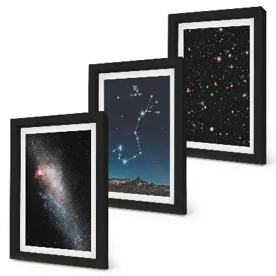 Vícedílný obraz v rámu kosmické krajiny galaxií a souhvězdí Štíra