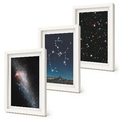 Sada obrazů na zeď galaxie, souhvězdí a vesmírné znamení zvěrokruhu Střelec