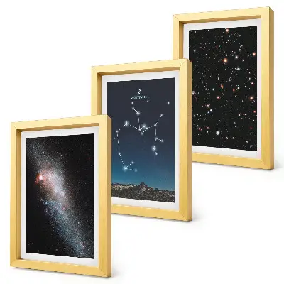 Sada obrazů na zeď galaxie, souhvězdí a vesmírné znamení zvěrokruhu Střelec
