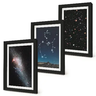 Sada obrazů na zeď galaxie, souhvězdí a vesmírné znamení zvěrokruhu Střelec