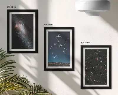 Sada obrazů na zeď galaxie, souhvězdí a vesmírné znamení zvěrokruhu Střelec