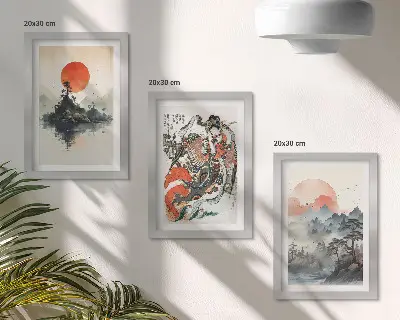 Sada obrazů na zeď asijské krajinomalby a portréty v japonském stylu