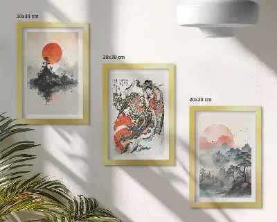 Sada obrazů na zeď asijské krajinomalby a portréty v japonském stylu