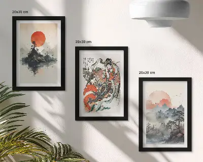 Sada obrazů na zeď asijské krajinomalby a portréty v japonském stylu