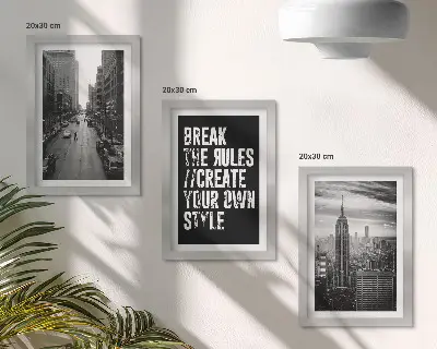 Sada tří obrazů městské ulice v černé a bílé s inspirativním nápisem