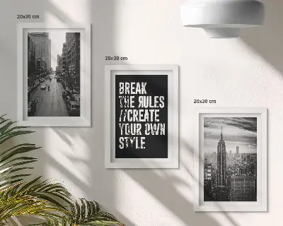 Sada tří obrazů městské ulice v černé a bílé s inspirativním nápisem