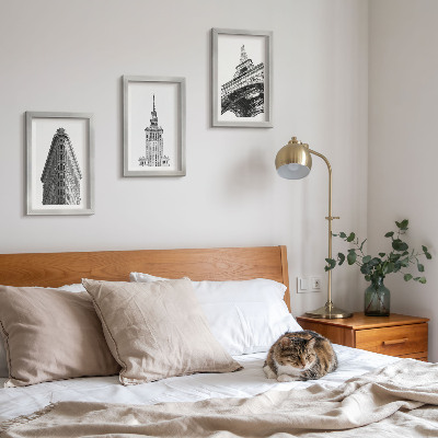 Vícedílný obraz v rámu Architektonické budovy v černobílém minimalismu