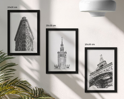 Vícedílný obraz v rámu Architektonické budovy v černobílém minimalismu