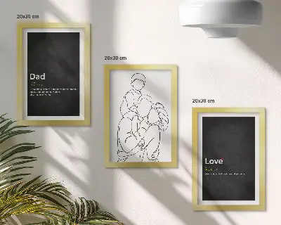 Sada obrazů na zeď rodinné perokresby s definicemi lásky a otcovství