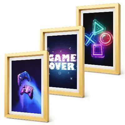 Sada obrazů na zeď s motivy gamepadů s ikonami Game Over