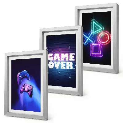 Sada obrazů na zeď s motivy gamepadů s ikonami Game Over