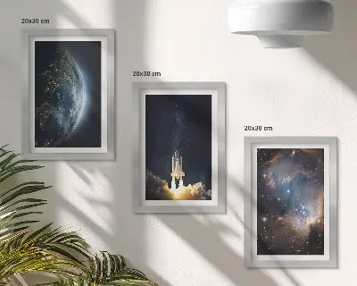 Sada obrazů na zeď s motivem vesmíru, Země, rakety, galaxie a hvězdné oblohy