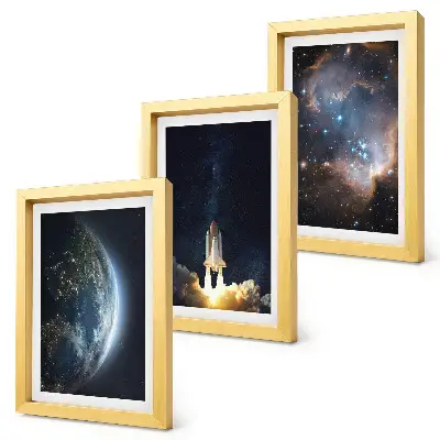 Sada obrazů na zeď s motivem vesmíru, Země, rakety, galaxie a hvězdné oblohy