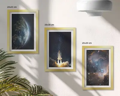 Sada obrazů na zeď s motivem vesmíru, Země, rakety, galaxie a hvězdné oblohy