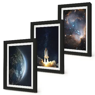 Sada obrazů na zeď s motivem vesmíru, Země, rakety, galaxie a hvězdné oblohy