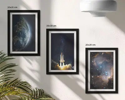 Sada obrazů na zeď s motivem vesmíru, Země, rakety, galaxie a hvězdné oblohy