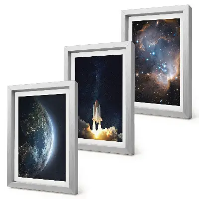 Sada obrazů na zeď s motivem vesmíru, Země, rakety, galaxie a hvězdné oblohy