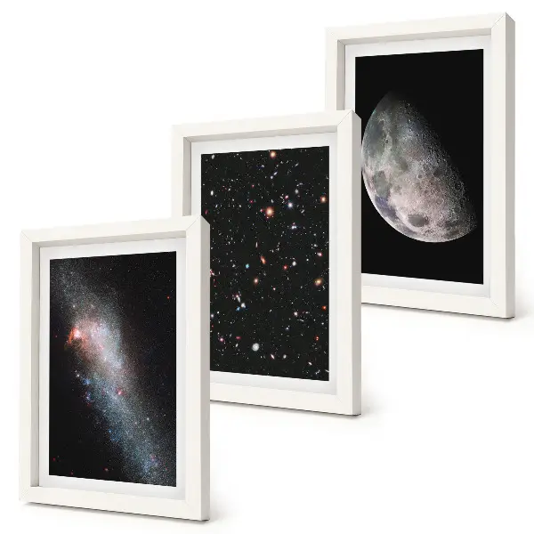 Vícedílný obraz v rámu hvězdy vesmírné galaxie a úplněk