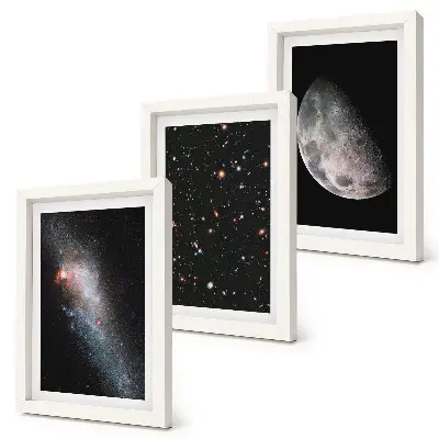Vícedílný obraz v rámu hvězdy vesmírné galaxie a úplněk