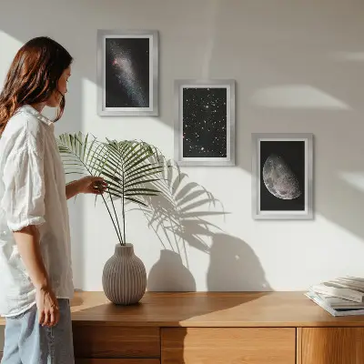 Vícedílný obraz v rámu hvězdy vesmírné galaxie a úplněk