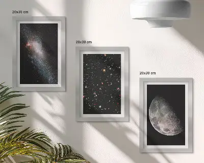 Vícedílný obraz v rámu hvězdy vesmírné galaxie a úplněk