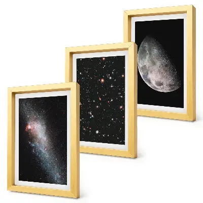 Vícedílný obraz v rámu hvězdy vesmírné galaxie a úplněk