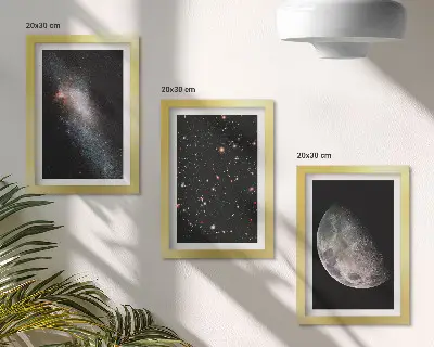 Vícedílný obraz v rámu hvězdy vesmírné galaxie a úplněk