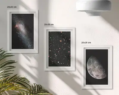 Vícedílný obraz v rámu hvězdy vesmírné galaxie a úplněk