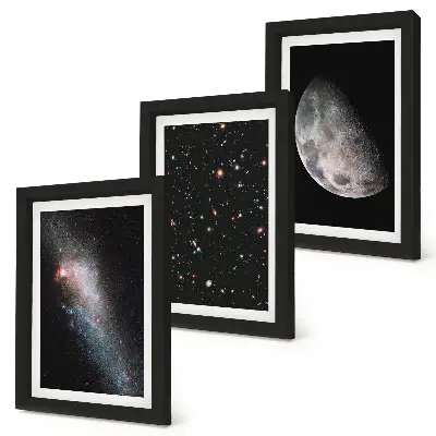 Vícedílný obraz v rámu hvězdy vesmírné galaxie a úplněk