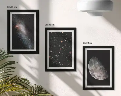 Vícedílný obraz v rámu hvězdy vesmírné galaxie a úplněk