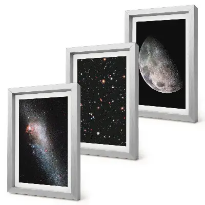 Vícedílný obraz v rámu hvězdy vesmírné galaxie a úplněk