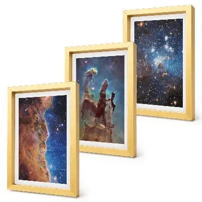 Sada obrazů na zeď vesmírné krajiny s galaxiemi a mlhovinami