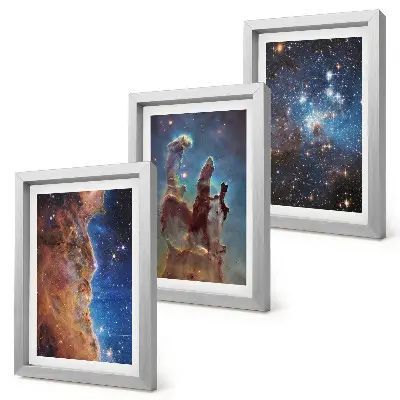 Sada obrazů na zeď vesmírné krajiny s galaxiemi a mlhovinami