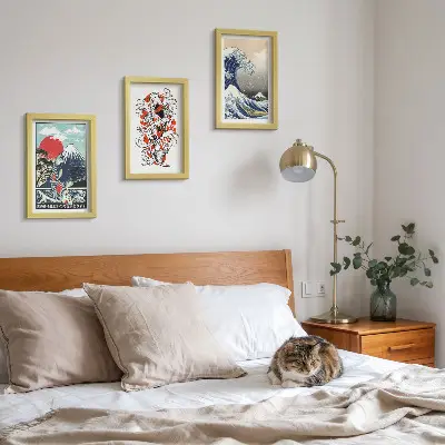 Sada obrazů na zeď s ilustracemi hor a Velké vlny u Kanagawy v japonském stylu