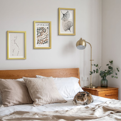 Sada tří obrazů Abstraktní plakát ženských tvarů listů v boho stylu