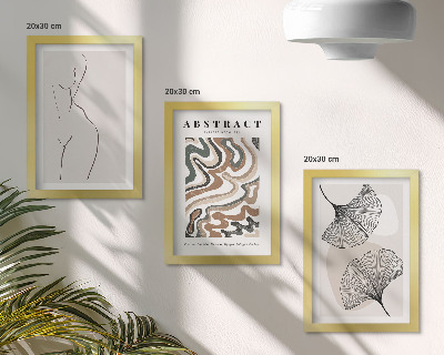 Sada tří obrazů Abstraktní plakát ženských tvarů listů v boho stylu