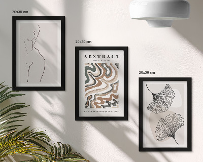 Sada tří obrazů Abstraktní plakát ženských tvarů listů v boho stylu
