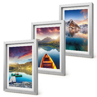 Sada obrazů na zeď Klidná jezera s horskou scenérií a lodí