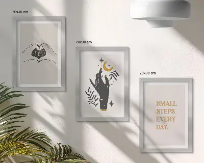 Sada obrazů na zeď minimalistické ilustrace s boho textem